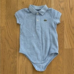 NWOT Lacoste Blue Short Sleeve Organic Cotton Pique Polo Bodysuit - Size 12M